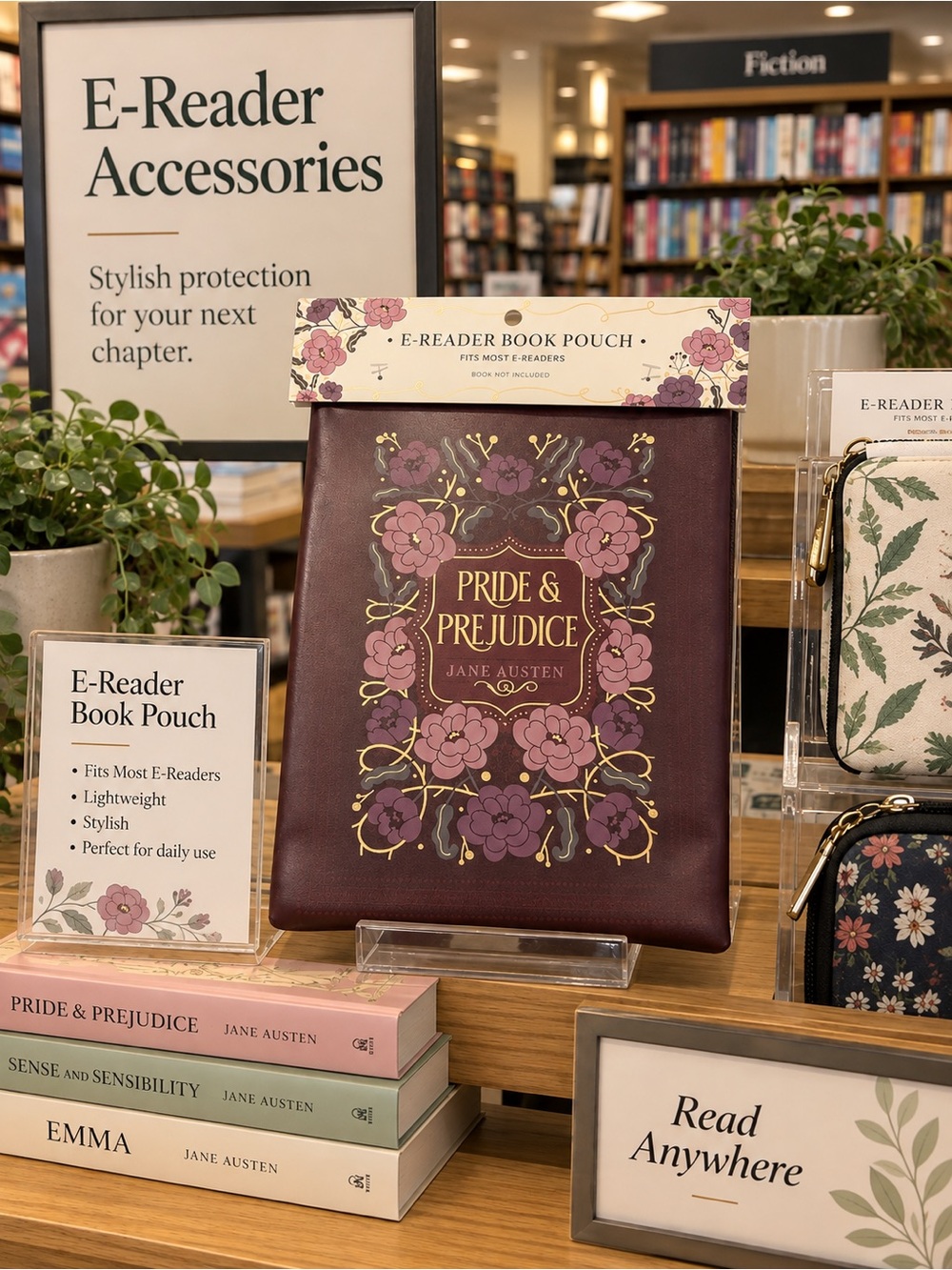 Eccolo Burgundy Pride & Prejudice Floral E-Reader Pouch